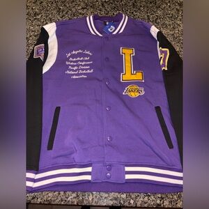 Los Angeles Lakers NBA Ultra Game Embroidered Purple Varsity Jacket Mens Large